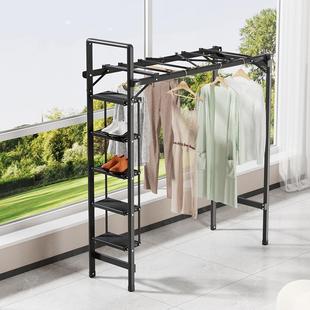 家 加厚碳钢室内晾晒折叠人字梯子 新款 直销家用多功能两用晾衣架