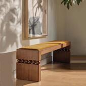 法式 中古设计师样板间餐桌长条凳民宿床尾凳 覆古实木简约沙发凳