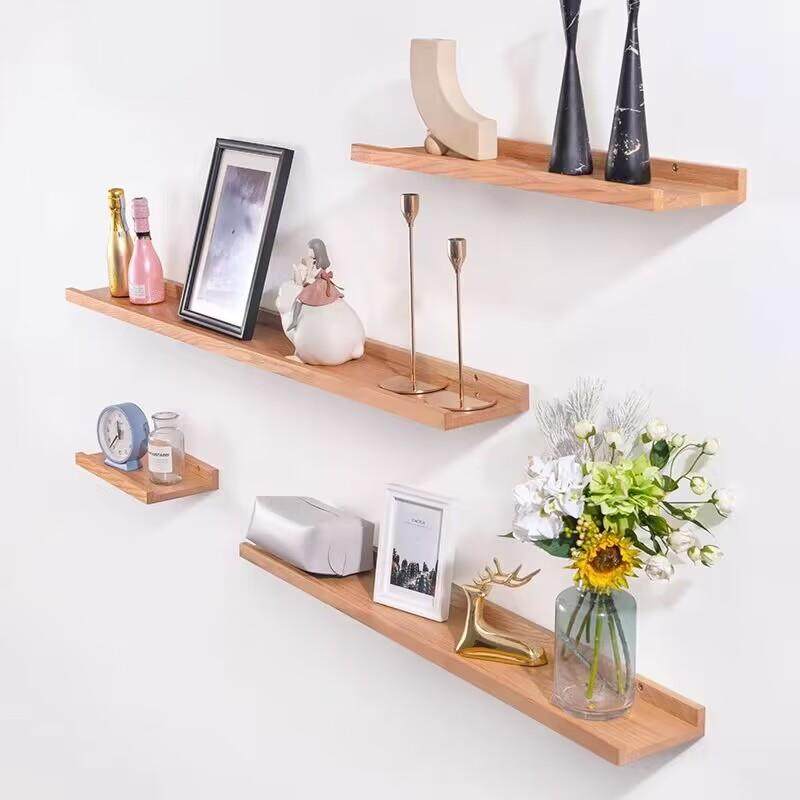 北欧风墙上置物架免打孔橡木客厅一字隔板美甲实木架电视背景装饰,住宅家具,搁板/置物架/家用陈列架,淘宝优惠券,粉丝福利购,淘宝优惠卷