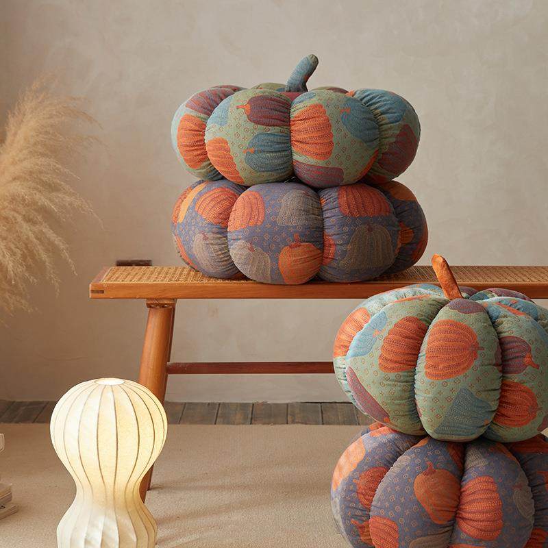 小众4复古风LNSCS899/2南2新款0双层纱色织提花瓜靠枕坐垫抱枕