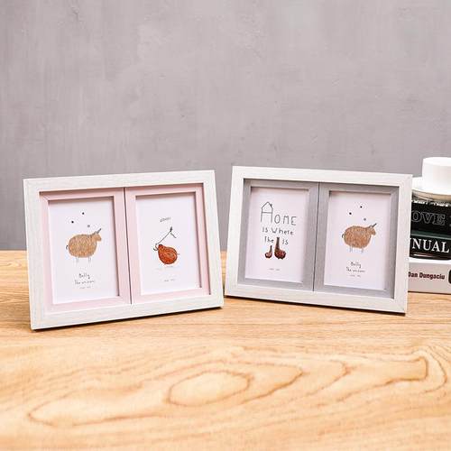 韩版连体相框摆台婚纱照宝宝影楼挂墙6寸7寸照片组合文艺像框画框