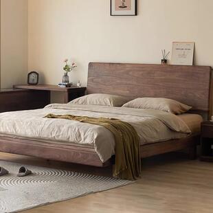 欧拉山林悬浮床全实木床北美黑胡桃木家具原木中古主卧大双人床