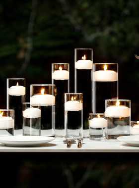 玻璃烛台情人节浪漫烛光晚餐氛围生日派对酒店婚礼无烟漂浮蜡烛杯