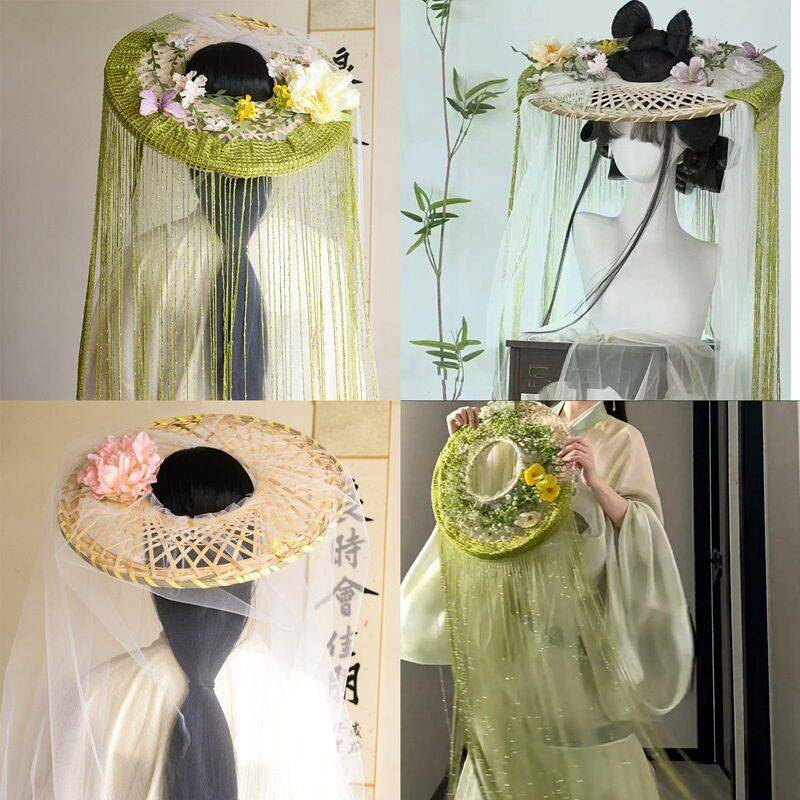 古风防晒面纱斗笠汉服斗笠帽女侠客遮脸角色扮演幕篱照相馆道具