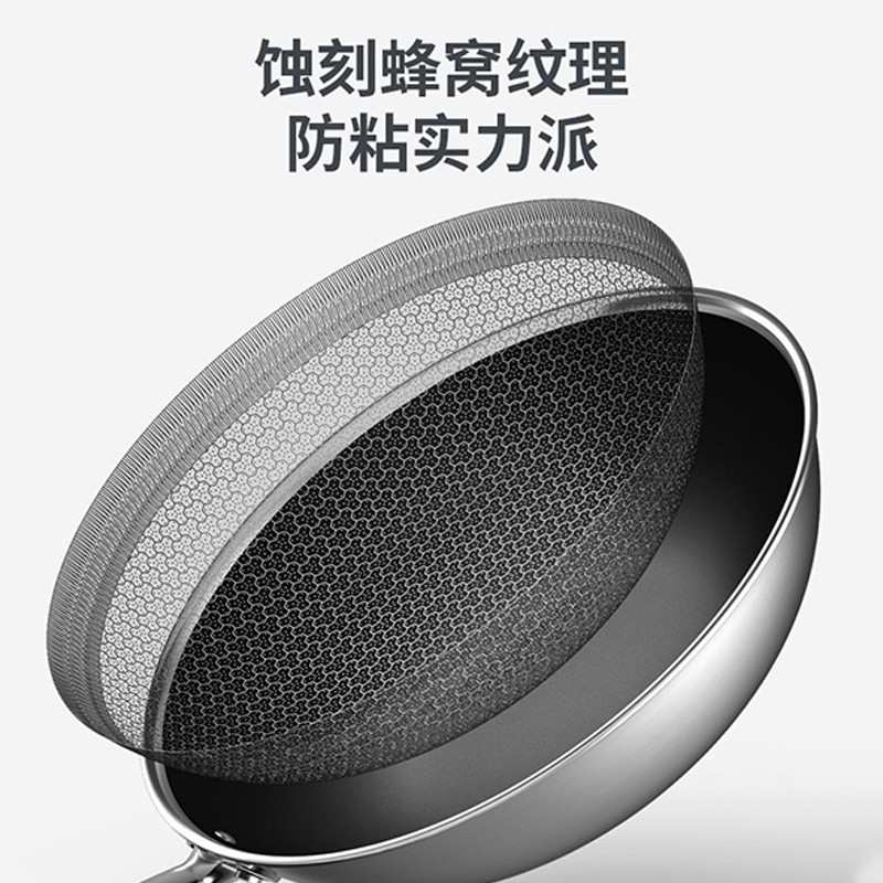 精品康巴赫经典一代蜂窝不锈钢炒锅不沾炒菜锅加厚加深电磁炉燃气