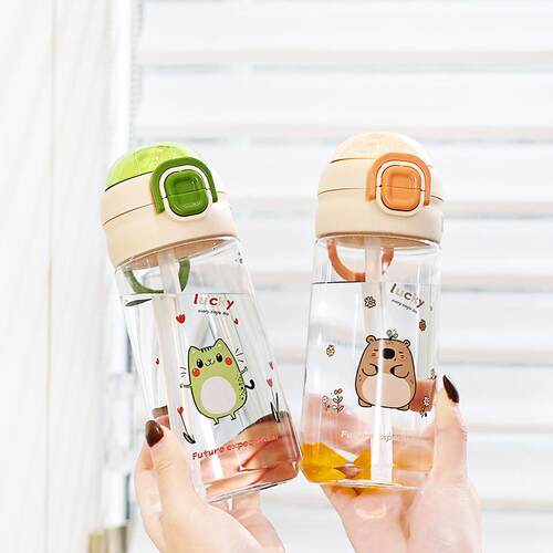 High Appearance Summer Student Water Bottle, Cartoon Simple
