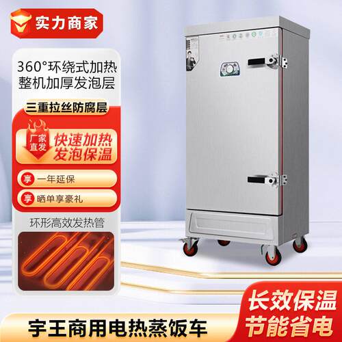 宇王商用电热蒸饭柜12盘蒸柜车门双门蒸饭车蒸米饭馒头食堂餐厅