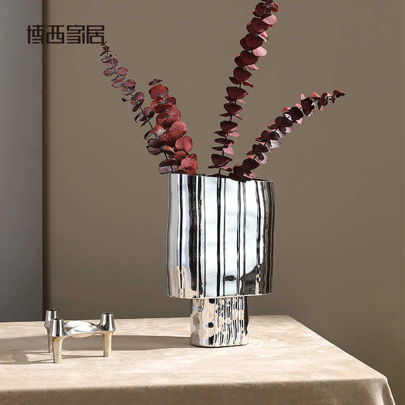 大秀家居 银色电镀高脚玻璃花瓶摆件 家居样板间软装装饰品花器,宠物/宠物食品及用品,生态瓶/创意缸/微景缸,淘宝优惠券,粉丝福利购,淘宝优惠卷