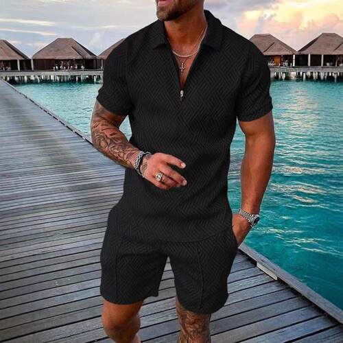 Short sleeved men's collar set 短袖男装翻领套装