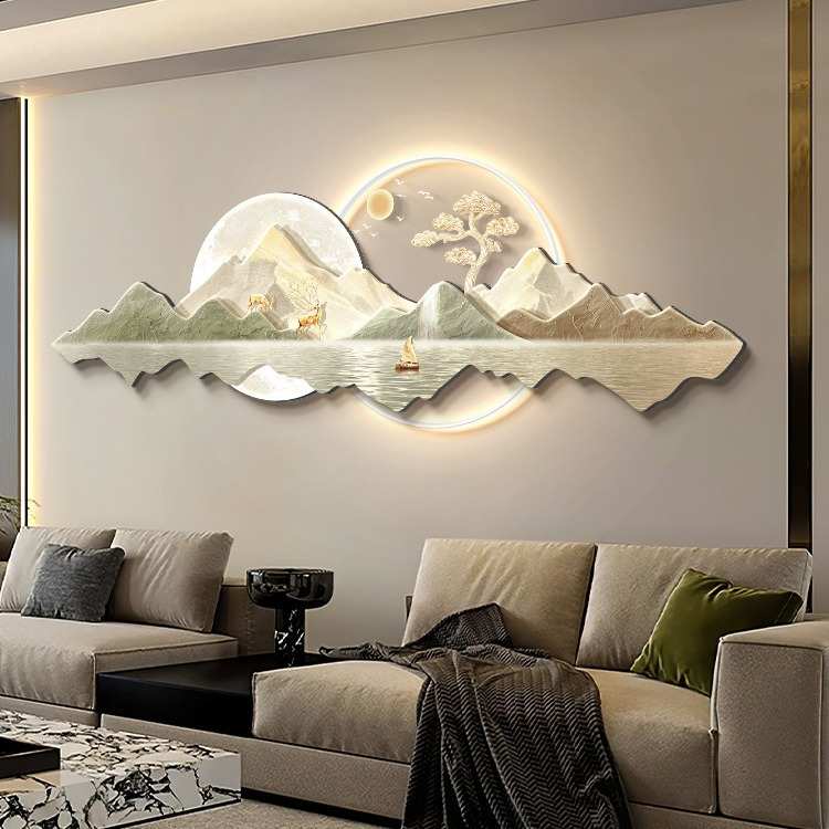 背有靠山客厅装饰画现代轻奢大气山水画高级感沙发背景东西墙挂画