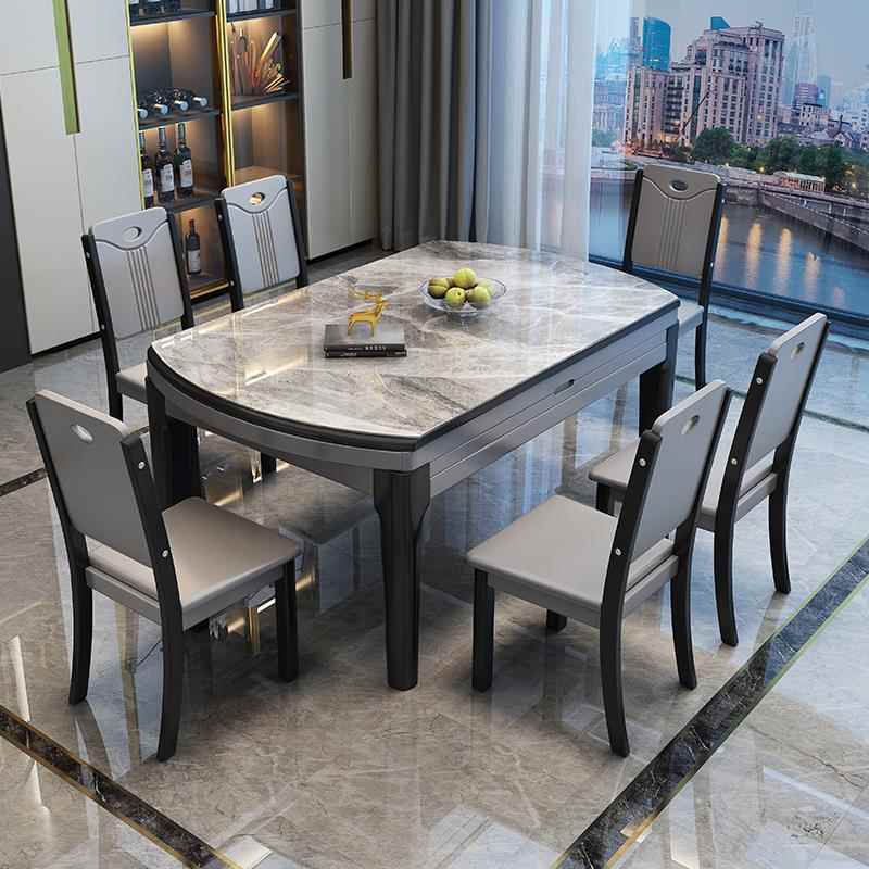 高档岩板餐202新5桌款奢现代简约家用小户型折叠轻饭桌子实木可变