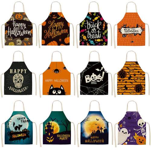 Halloween cotton and linen apron printed apron万圣节棉麻围裙