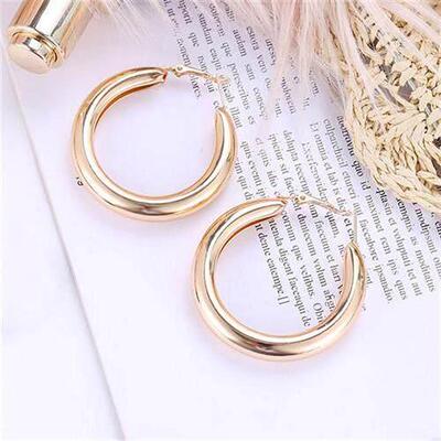 Personality 50 MM Big Gold Hoops Earrings Minimalist Thick T