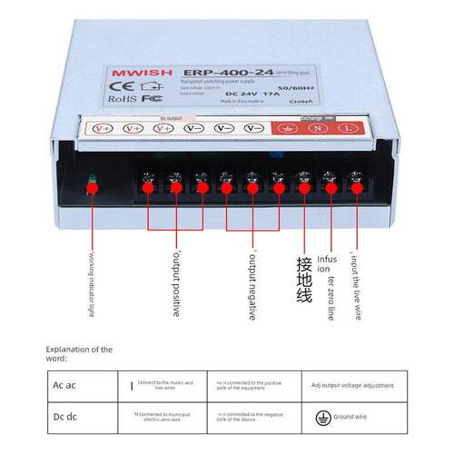 明威Erp-350W400W防雨开关电源12V33A 24V静音半注入户外变压器