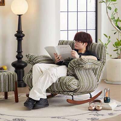 人复古单摇椅大人RAC家用台客厅休沙发可躺可阳睡闲中古风懒人摇