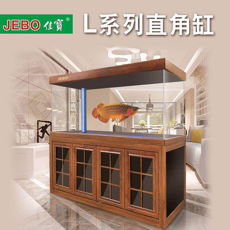 木纹直角水族箱客厅玻璃玄关家用大缸1.2-1.8米套装生态鱼缸