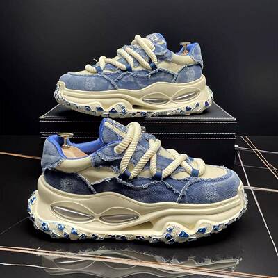 潮牌气垫男鞋2026春季新款软底老爹潮鞋增高厚底高级感运动休闲鞋