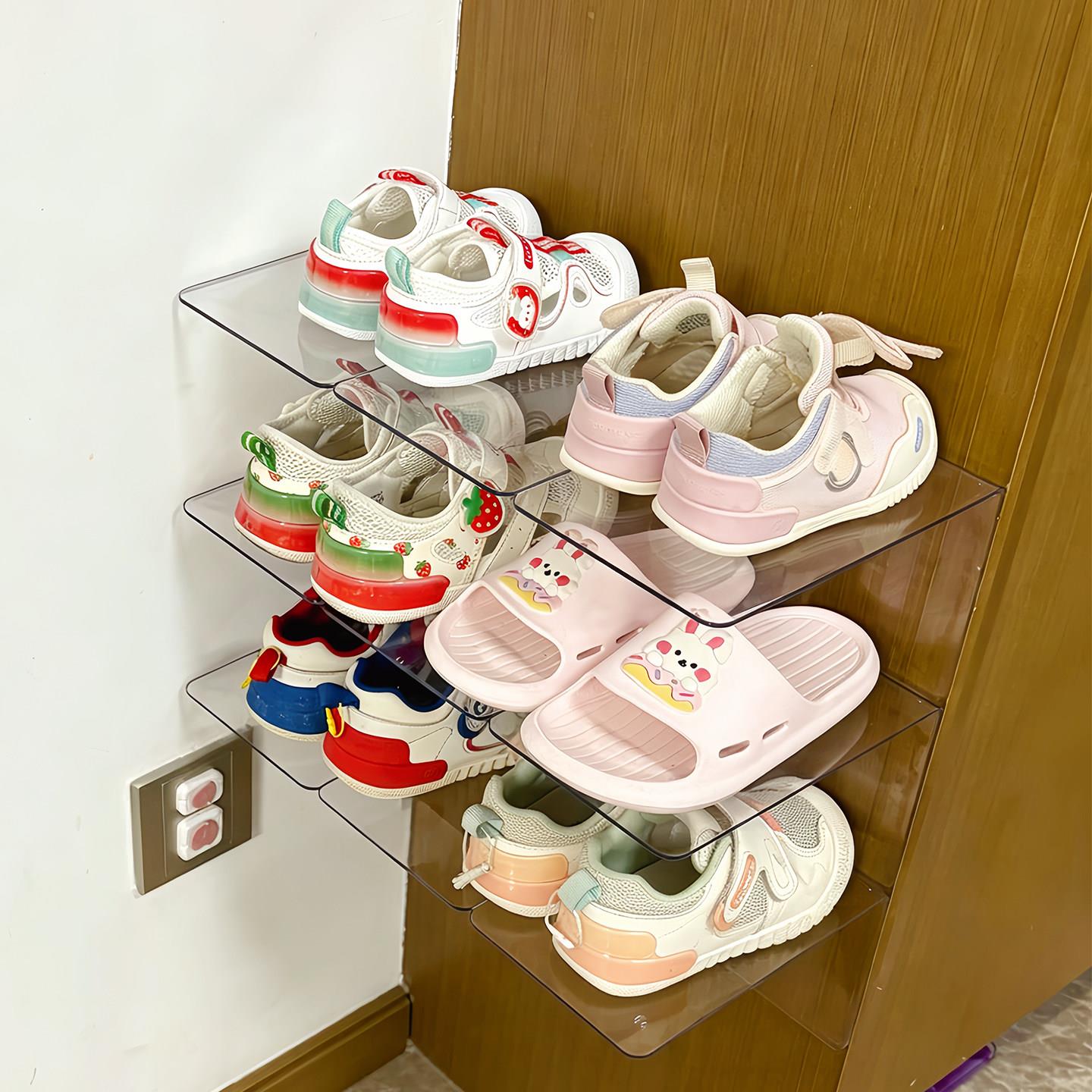 鞋架DIY婴儿鞋子收纳层架透明压克力壁挂入户门简易置物架出租房