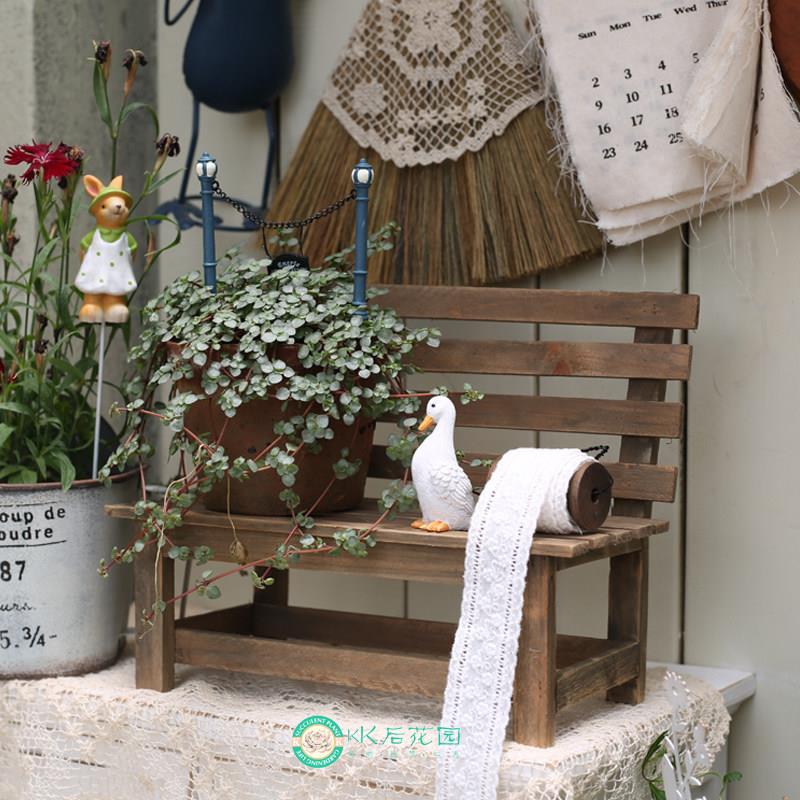 花园椅子ZAKKA风杂货风桌面椅子摆件复古做旧风椅子花架小凳子