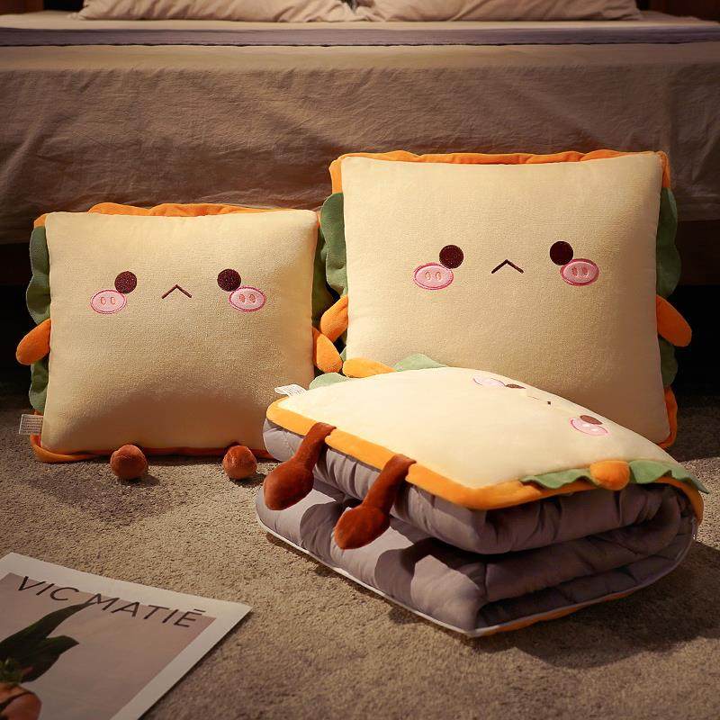 高档二抱睡枕被子两用办公室午冬小枕头车载毯子合一汽车用季折叠