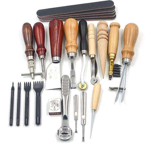 18pcs皮革工具套装18件套 皮革工艺皮具套餐 挖槽器菱斩皮艺组合