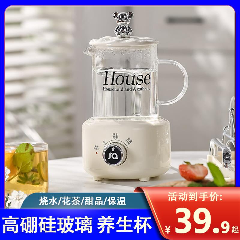 小型养生壶家用电热杯办公室烧水壶玻璃迷你电炖杯多功能煮茶器
