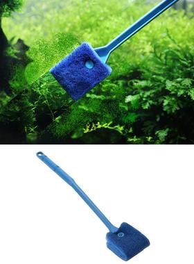 鱼缸清洁刷 长柄刷子 双面棉刷 水族箱缸擦 龟缸清洁用具 蓝绿色