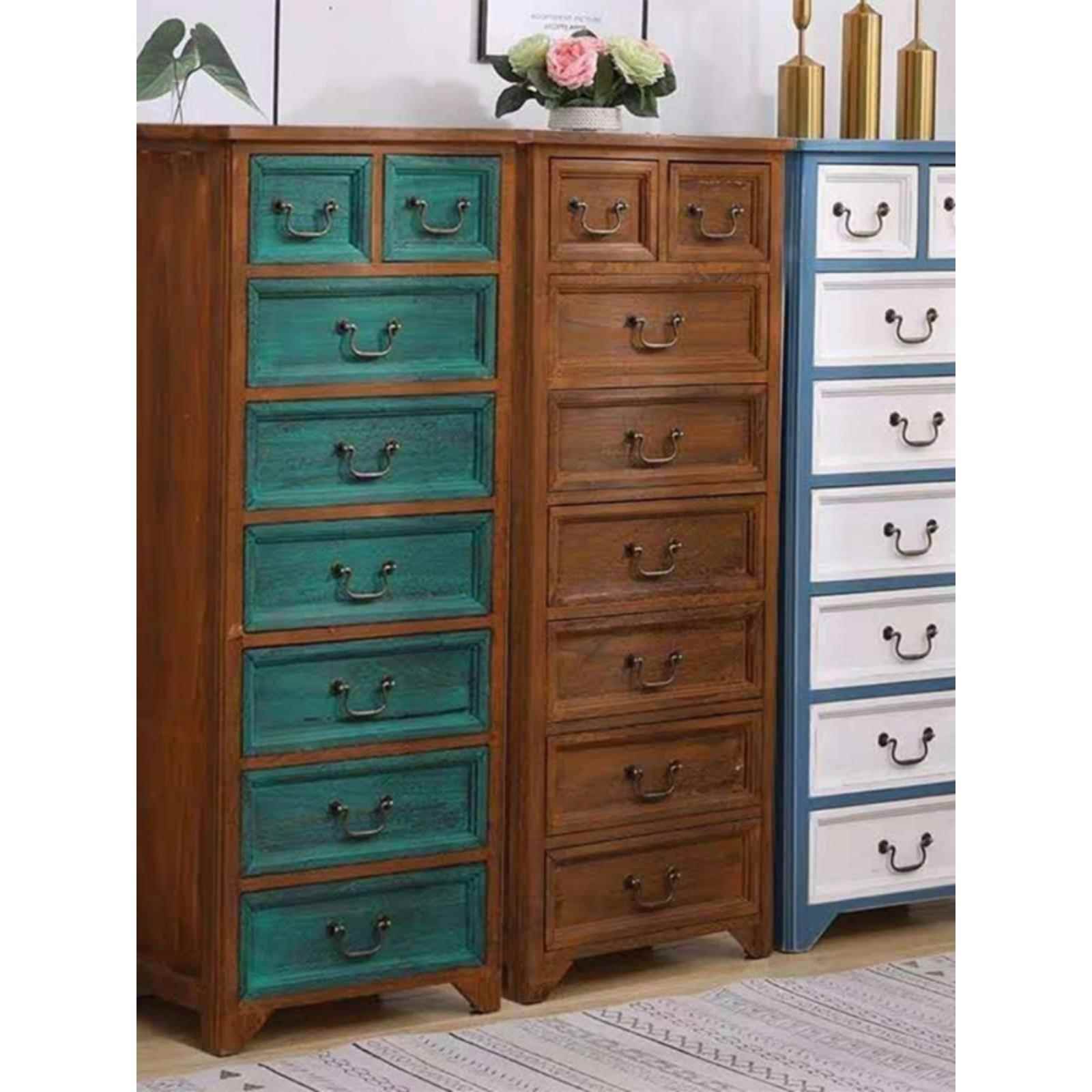 美式实木斗柜收纳柜整装客厅五斗柜靠墙抽屉式储物柜卧室复古柜子