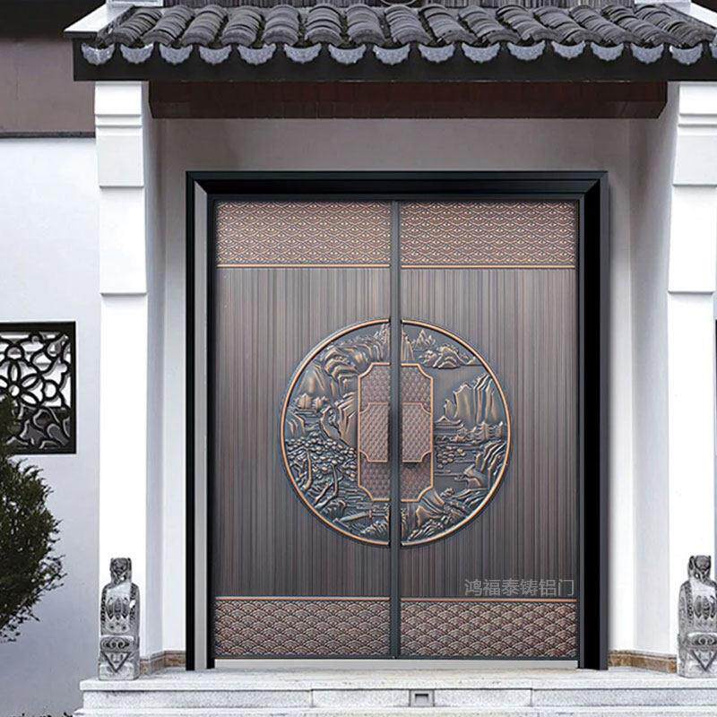 铸铝门别墅大门双开门农村自建房大门进户门新中式庭院入户门定制