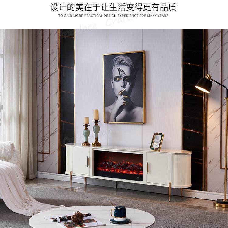 2m极简轻奢壁炉电视柜装饰柜仿真火焰取暖电壁炉高脚家用