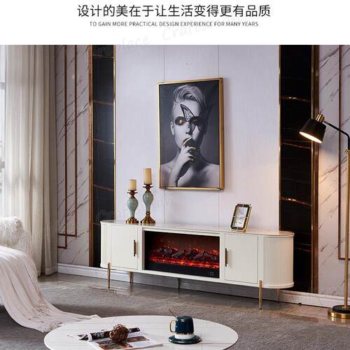 2m极简轻奢壁炉电视柜装饰柜仿真火焰取暖电壁炉高脚家用