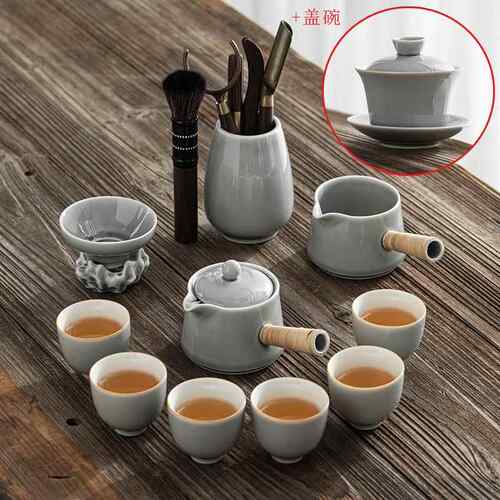 正品记今朝《简约具烟灰釉》整套夫茶套装用家办公陶瓷功茶壶杯子