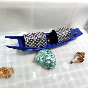 江南绍兴水乡乌篷船塑料小船鱼塘小舟水上鱼缸装饰小摆件漂浮迷你