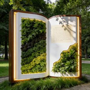 室外仿真绿植书本景观植物造景假绿植美陈打卡装置高端轻奢摆件