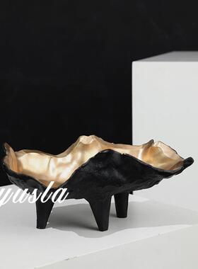 复古中古风水果盘客厅大餐厅别墅样板间干果托盘摆件软装饰品茶几