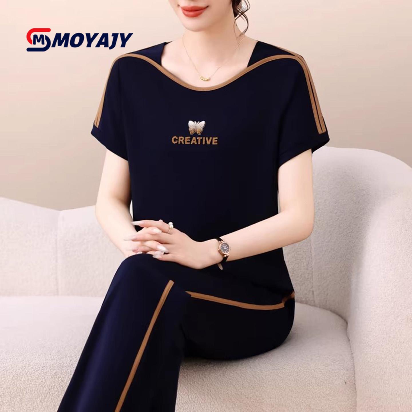 MOYAJY品牌2026新款冰丝运动套装夏季减龄显瘦洋气妈妈休闲两件套
