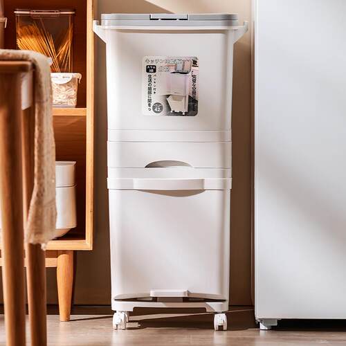 厨按压脚踏带垃圾厨房双垃圾桶桶内分离大号分类式家用余干湿双层