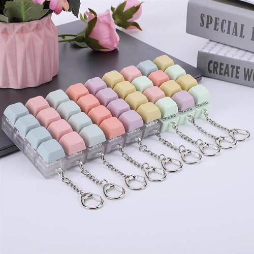 Button Keycap Fidget Keychain 4 Keys Keyboard Decompression