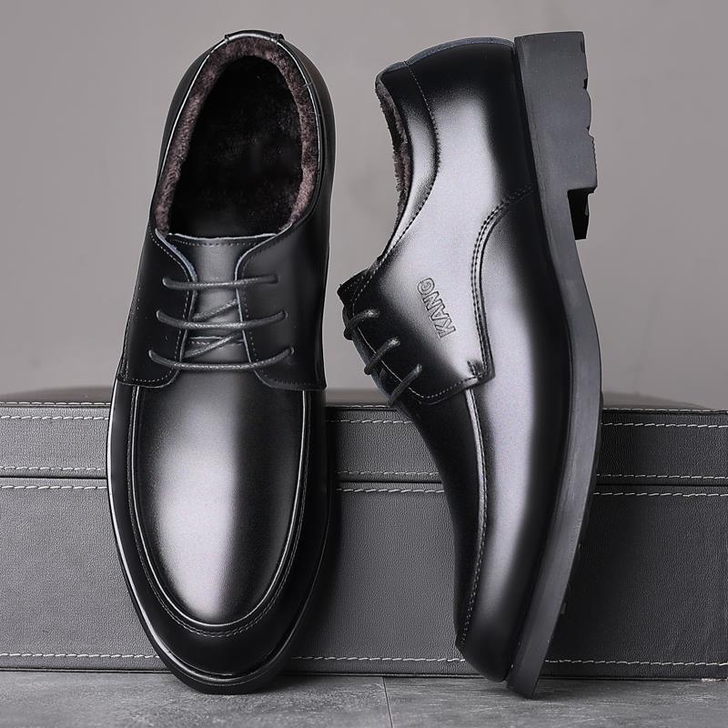 高档真皮棉鞋男商务码正装鞋牛休闲鞋大棉鞋冬季加二绒保暖皮皮鞋