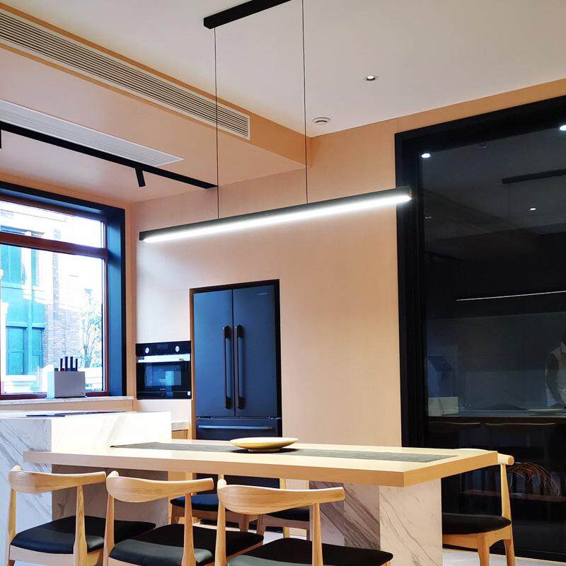 餐厅吊灯现代简约北欧极简餐桌吧台办公室客厅led长条设计师灯具