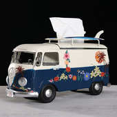 复古创意冲浪滑板巴士模型纸巾盒抽纸盒家用客厅铁艺摆件装 饰品