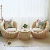 藤编沙发卧室阳台沙发休闲懒人沙发茶几田园单人双人个性 创意沙发