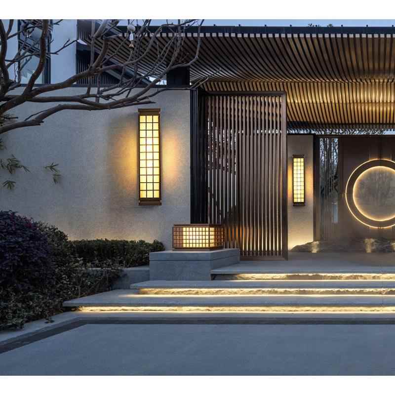 云石壁灯户外轻奢阳台灯新中式禅意壁灯家用大门外墙灯防水庭院灯