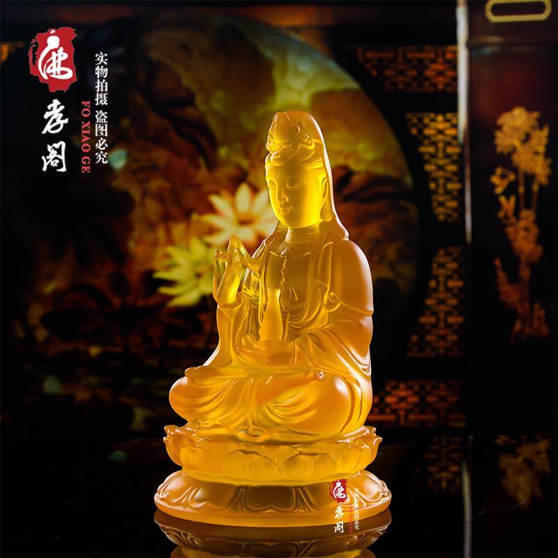 精品工艺水琉璃观音菩萨佛像家中供奉居家佛堂装饰工艺品摆件包邮