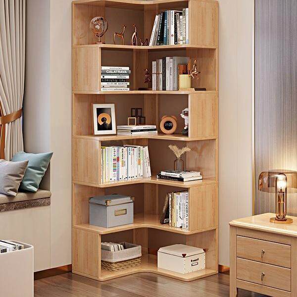 实木角柜现代简约储物柜转角书柜多层收纳置物架客厅卧室角落书架