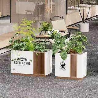 定制不锈钢花箱户外咖啡店广场组合售楼部奶茶店外摆新款围栏花坛