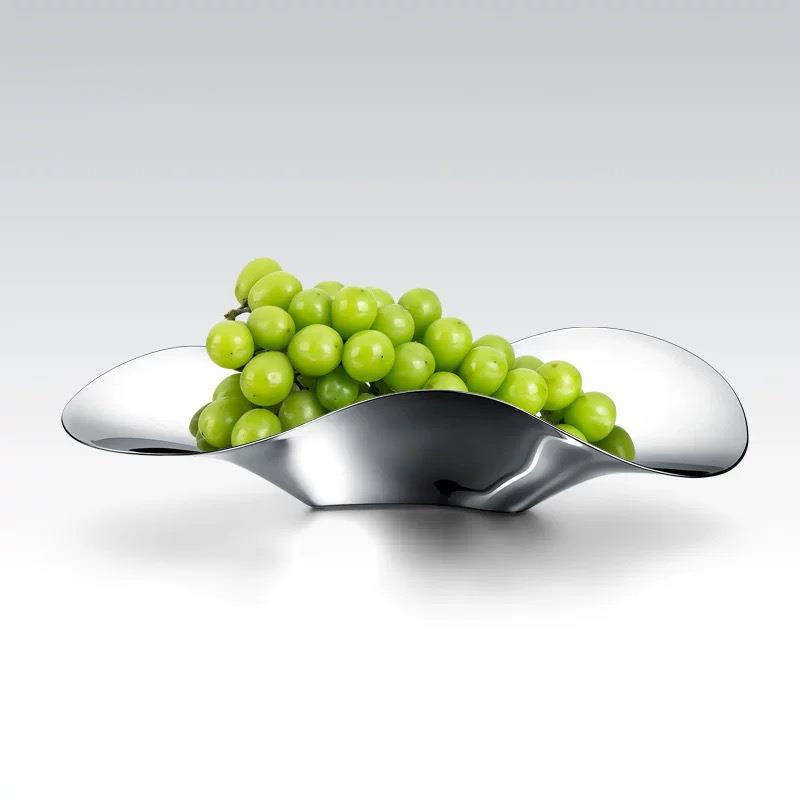 北欧现代不锈钢花瓣果盘高档轻奢水果盘家用客厅茶几酒店装饰品