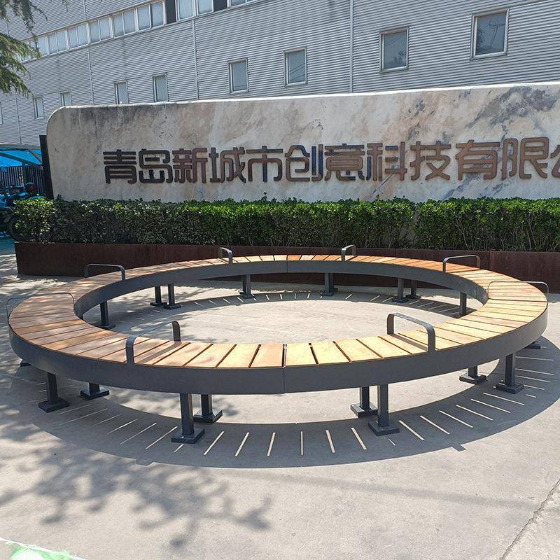 户外围树椅防腐木树池坐凳创意圆形商场小区学校公园庭院景观排