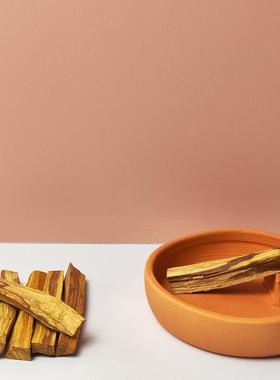 秘鲁圣木烧盘托盘摆件水晶消磁碗白鼠尾草燃烧净化器皿陶瓷烧盘