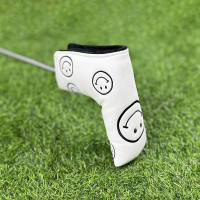 Golf club cover, cute smiling face, Japanese and Korean tie head cover, straight large semi-circular club protection cap cover, putting cover thumbnail 4